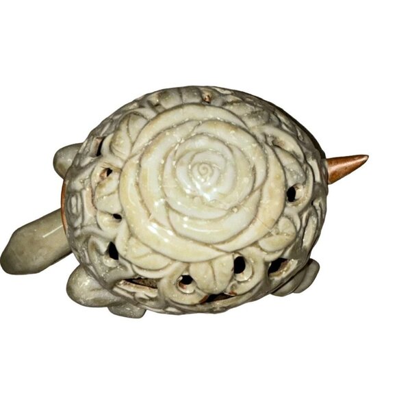 Vintage Decorative Turtle Lamp Glazed Ceramic with Perforations Swivel Head - Picture 5 of 11